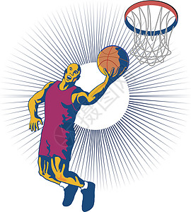 篮球玩家敲击分数计分男性运动扣篮男人运动员插图艺术品图片