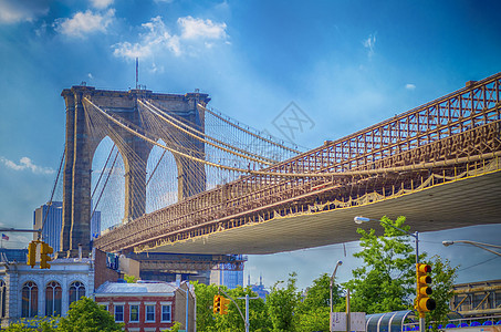 布鲁克林桥车道场景景观建筑市中心城市石头行人电缆历史性图片
