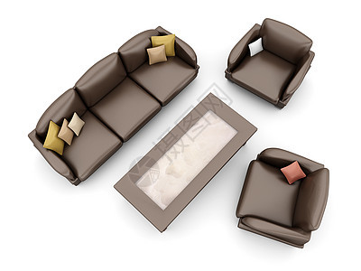 客厅家具皮革靠垫座位长椅椅子插图枕头房间桌子休息室图片