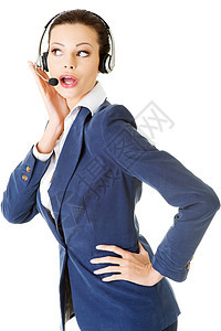 美丽的年轻青年呼叫中心助理秘书商业工作女孩帮助商务人士女性微笑电话图片