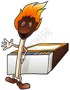 安全匹配燃烧火焰插图动画片漫画火柴卡通片盒子手绘演出图片