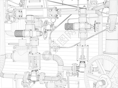 线框工业设备阀门化学品气体工厂配件管子设施资源活力力量图片