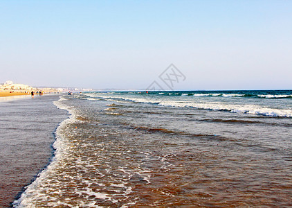 美丽的海滩在摩洛哥阿加迪尔拍摄的图片海岸线长廊旅游地平线异国热带天空蓝色海浪情调图片