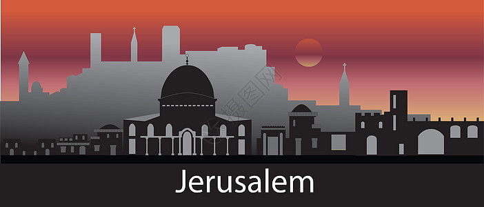 以色列耶路撒冷的天线生活天际教会岩石天空太阳城市全景圆顶建筑学图片