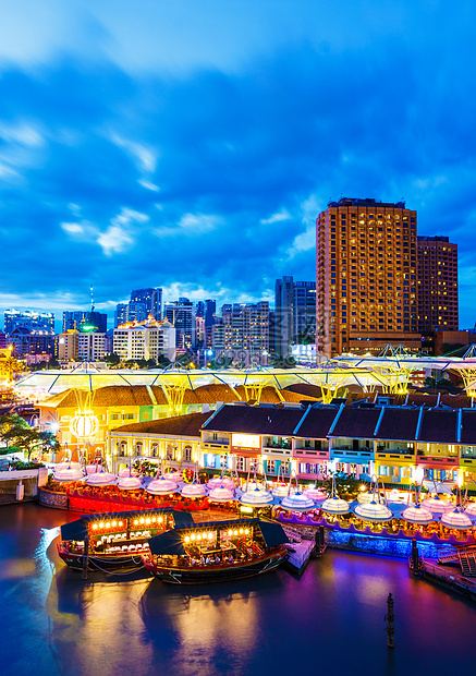 新加坡夜间的天线城市建筑办公室企业地标风景商业天空大厦天际图片