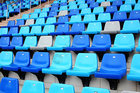 体育场观众席运动座位蓝色会场塑料竞技场空白楼梯运动场观众背景图片