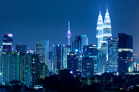 过年场景晚上吉隆坡天际商业摩天大楼天空购物场景首都景观建筑双胞胎城市背景