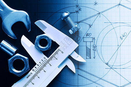 工作工具穿线螺栓扳手方格卡尺游标测量草图草稿坚果图片