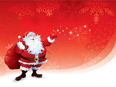 圣诞老人绘画解雇喜悦雪花圣诞礼物卡通片红色插图背景图片