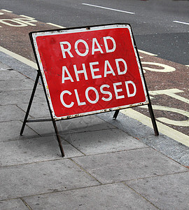 格朗吉路封闭标志风险交通街道红色危险建造白色路面作品警告图片