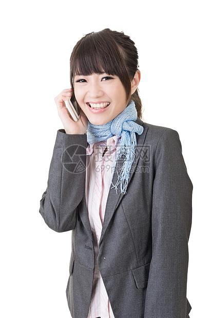 亚洲商业女性在手机上聊天的亚洲女商务人士套装职业商务人士工作室挑战电话技术讲话女士图片