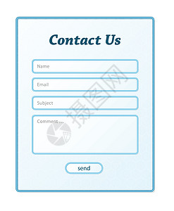 联系窗体界面网站蓝色标签空白按钮窗户插图电脑邮件高清图片