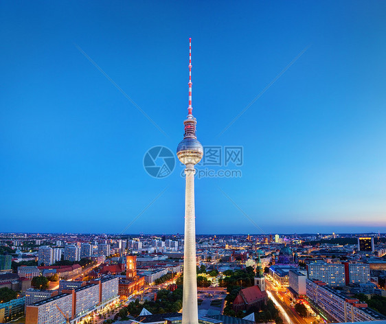 德国柏林Tv塔或Fersehturm旅行建筑学大教堂全景地标圆顶电视天际城市游客图片