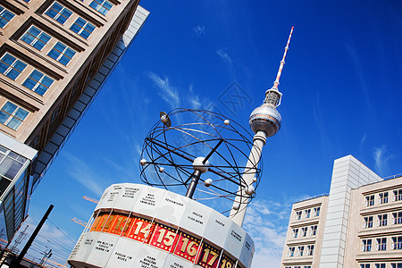 世界时钟 亚历山大广场 德国柏林首都吸引力天线时间市中心电视旅行地标兴趣景点图片