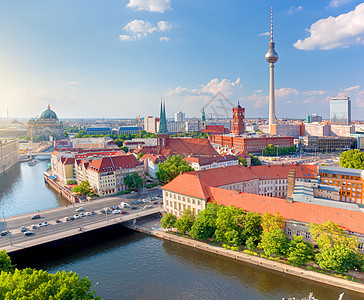 柏林 德国对主要里程碑的看法天空旅游圆顶主场大厅首都旅行建筑教会天线图片