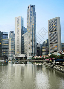 清晨新加坡旅游河岸中心蓝色办公室天空抽奖商业城市日出图片