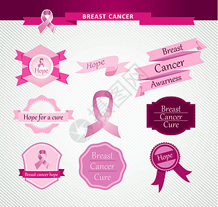 乳腺癌护理宣传带和邮票EPS10档案图片