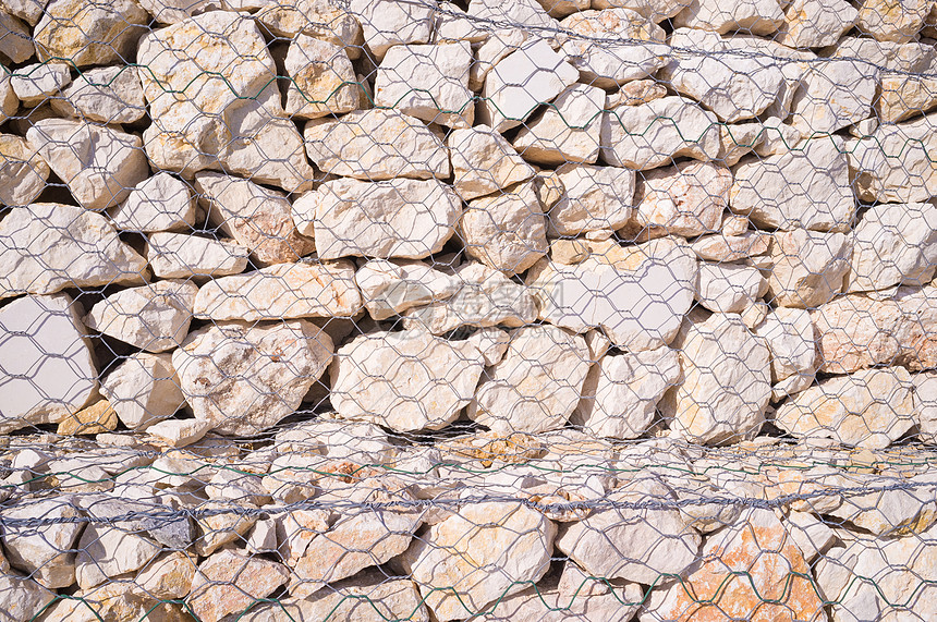 石笼墙建筑材料瓦砾石头散石说唱稳定性材料笼子水平石工图片