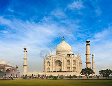 印度阿格拉州Taj Mahal景点历史性大理石旅行地标历史遗产吸引力游客石头图片