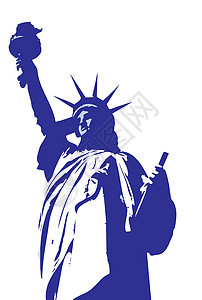 纽约市自由女神像复制品女性塑像蓝色城市雕像绘画火炬雕塑天空图片