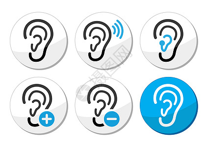 耳耳助听助听器失聪问题图标医生徽章耳聋援助一部分声学听力贴纸感官耳机图片