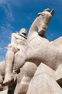 巴西圣保罗Bandeiras纪念纪念碑建筑花岗岩乐队公园石头雕塑历史性马匹艺术历史图片