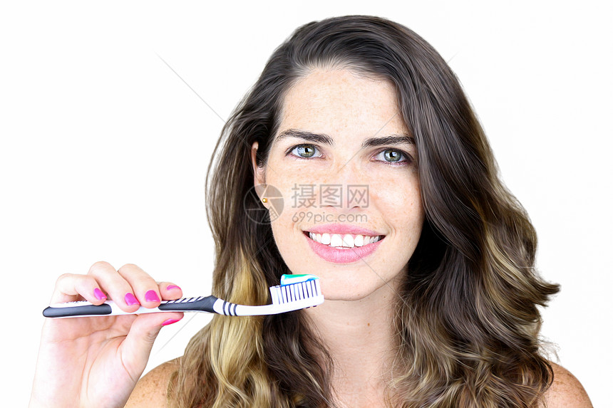 她就是口腔卫生专家牙科口臭女士眼睛保健女孩牙齿嘴唇女性牙膏图片