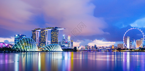 日落时新加坡城市风景金融传单摩天轮办公室天际摩天大楼景观地标城市车轮图片