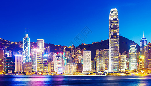 香港晚上的天线商业区摩天大楼办公楼企业公司天空金融市中心大楼天际图片