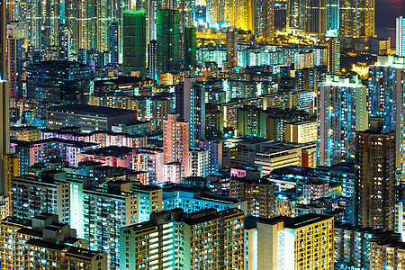 晚上在香港市中心九龙图片