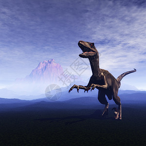 恐龙攻击怪物景观古生物学动物山脉财产插图历史正方形图片