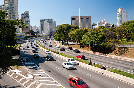 城市Saopaulo的交通渠道密度建筑学天空摩天大楼建筑物景观速度办公室旅行场景图片