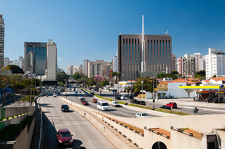 城市Saopaulo的交通渠道建筑物运动汽车拉丁建筑学市中心经济速度办公室密度图片