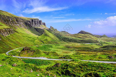 苏格兰高地Quiraing山和公路的景象图片