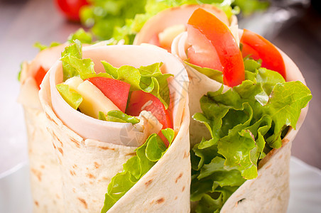 三明治包装食物熏肉小吃树叶美食午餐烹饪黄瓜沙拉画幅图片
