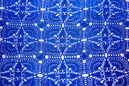美丽的深蓝色底色纺织品靛青面料蓝色古董艺术叶子针织窗帘挂毯材料图片