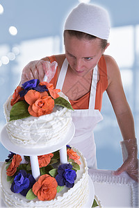 婚礼蛋糕制作人奶油食物选择性面粉建筑糕点手帕工匠冰镇艺术家图片