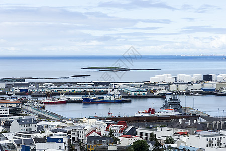 冰岛雷克雅未克市峡湾建筑学场景城市首都海洋天空远景房子蓝色图片