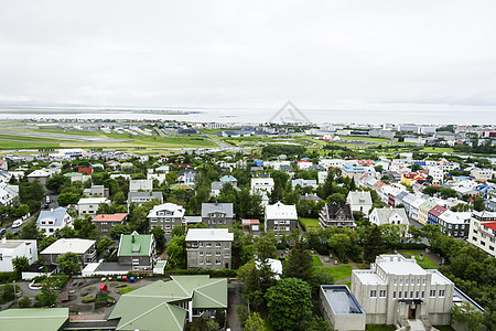 冰岛雷克雅未克市海洋中心远景蓝色峡湾市中心首都房子景观天空图片