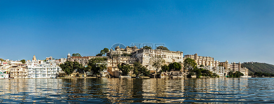 印度乌代布尔市市政宫全景奢华旅行建筑学吸引力历史观光历史性地标旅游图片