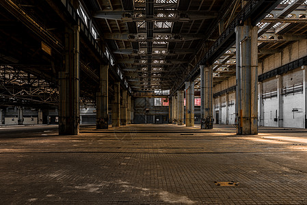 铁建筑旧工厂的工业内地房间废墟制造业城市大厅建筑机库房子仓库地面背景