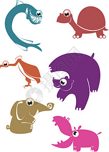 卡通滑稽动物装饰品狮鹫生物学打猎标识河马捕食者艺术动物园卡通片图片