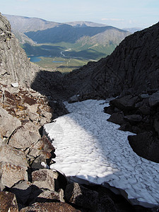 夏天在山上下雪高山岩石高地村庄国家台地草原草地风景季节图片