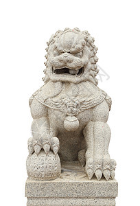 白背景的中国皇帝狮子雕像图片