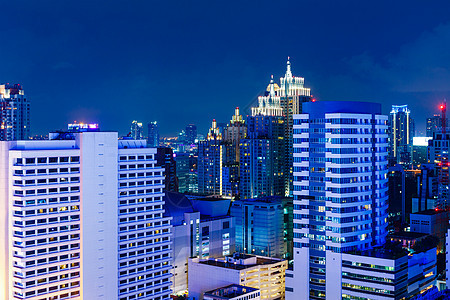 夜间曼谷天线景观办公楼高楼建筑市容办公室大楼摩天大楼企业金融图片