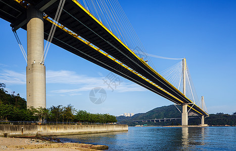 香港的停机桥爬坡天际海岸运输通道天空蓝天海洋地标街道图片