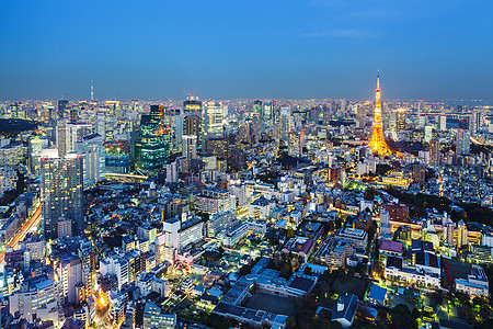 晚上东京天际夜景景观场景地标天线城市建筑图片