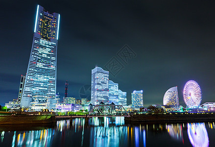 夜间横滨天际车轮小路办公室办公楼摩天轮建筑景观海岸商业地标图片