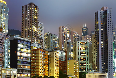 DOWNTOWN人口过剩香港大厦高清图片