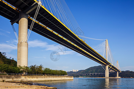 香港的廷九桥吊桥蓝天天空街道爬坡天际海洋通道地标运输海岸图片